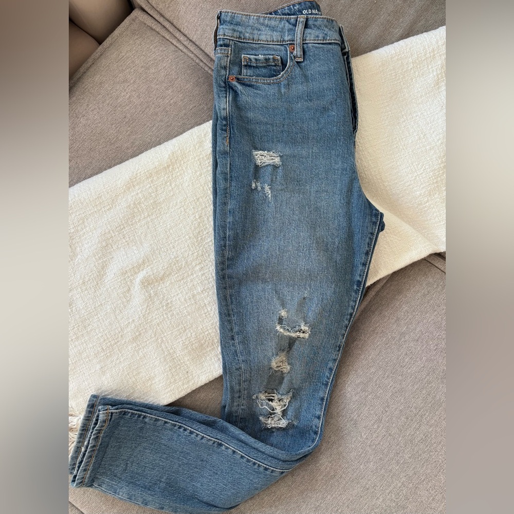 Old Navy Women's Distressed Skinny Jeans - Blue